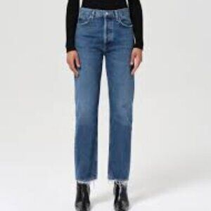 AGOLDE  Pinch Waist Jean High 5 Pocket Zip Up Blue Jeans Size 24